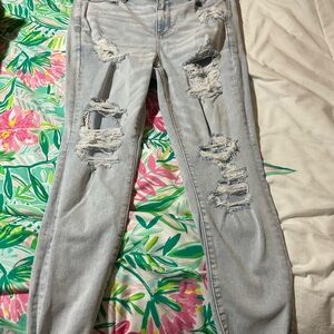 American Eagle Outfitters Light Distressed Skinny Jeans